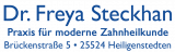Logo Zahnärztin : Dr. Freya Steckhan, Zahnarztpraxis Dr. Freya Steckhan, Gesunde Zähne für ein strahlendes Lächeln, Heiligenstedten