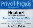 Logo Hautarzt : Dr. med. Gebhard von Hake, Hautarzt Dr. med. Gebhard von Hake, Privatpraxis für Hautkrankheiten, Allergologe, Frankfurt am Main